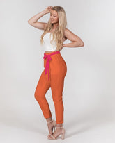 Peex Color Block Tie Waist Tapered Pants - Blissfully Brand